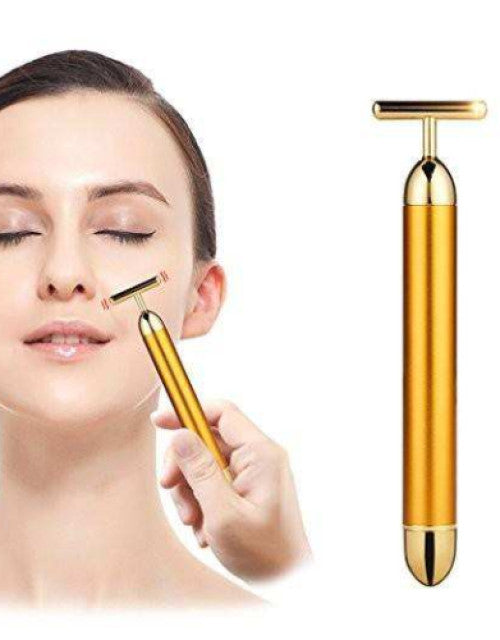 Gold Electric Beauty Stick Strong Vibration RF Facial Massager Slimming Tool Facial Tightening Tool