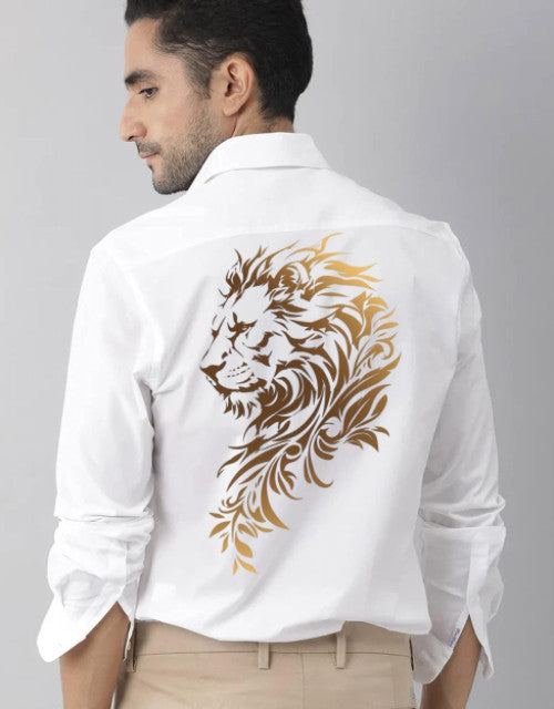 Men Regular Fit Lion Printed Casual Shirt